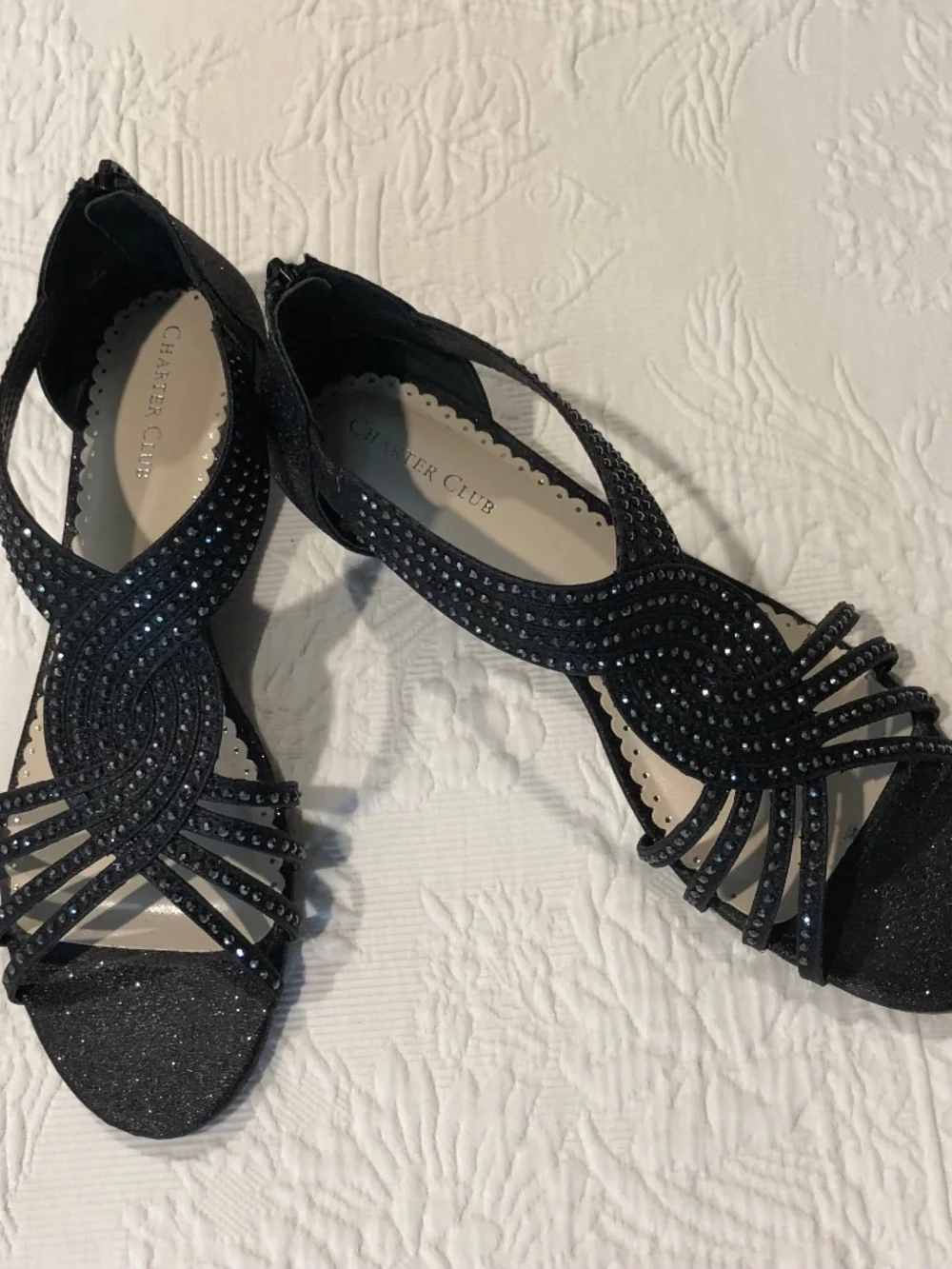 Black sparkle wedges - how fun!